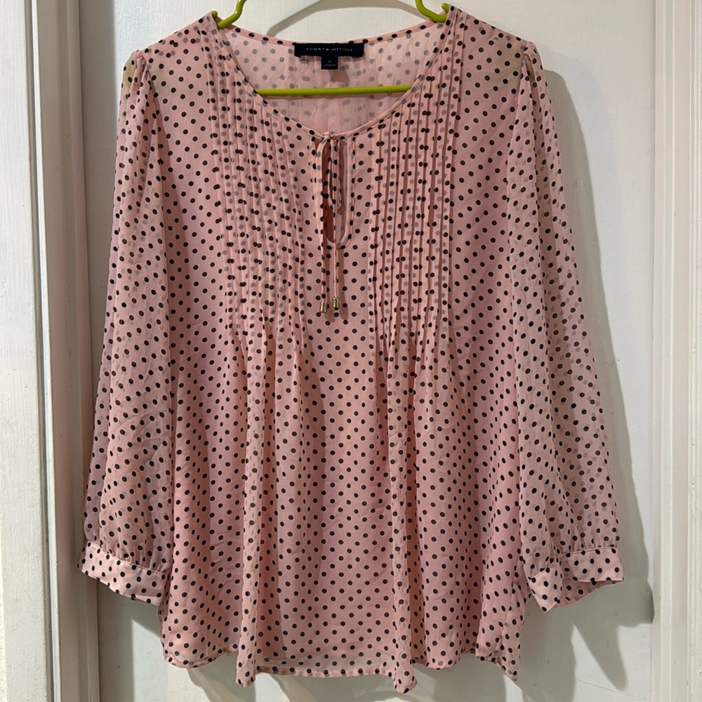 Tommy Hilfiger Pink Blouse with black polka dots